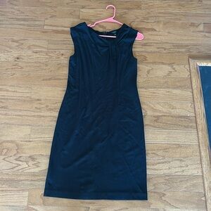 Ann Taylor Black Sheath Midi Dress V-Neck Sleeveless